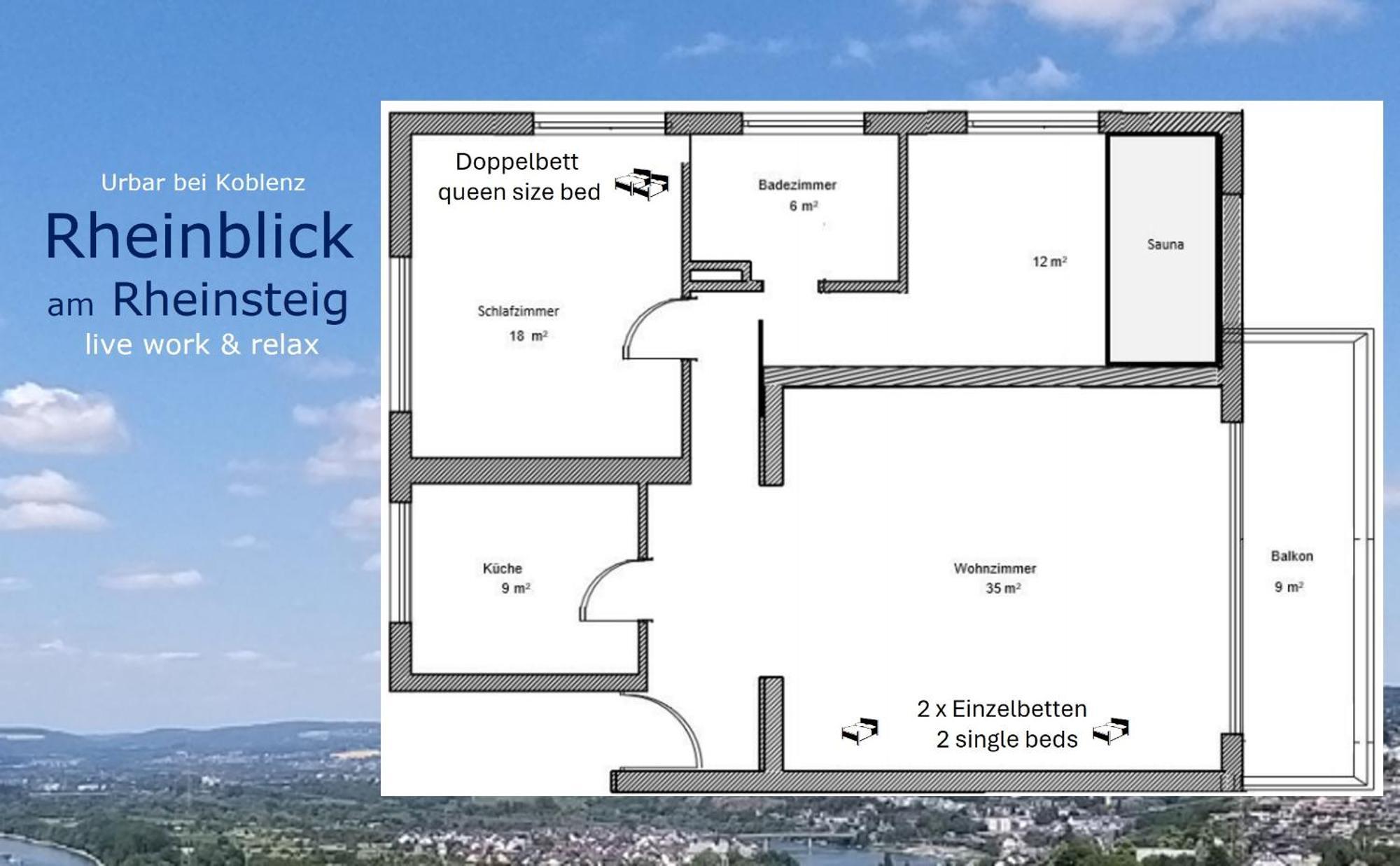 Rheinblick Am Rheinsteig Zur Festung Ehrenbreitstein Mit Balkon Und Sauna Urbar  Exterior photo